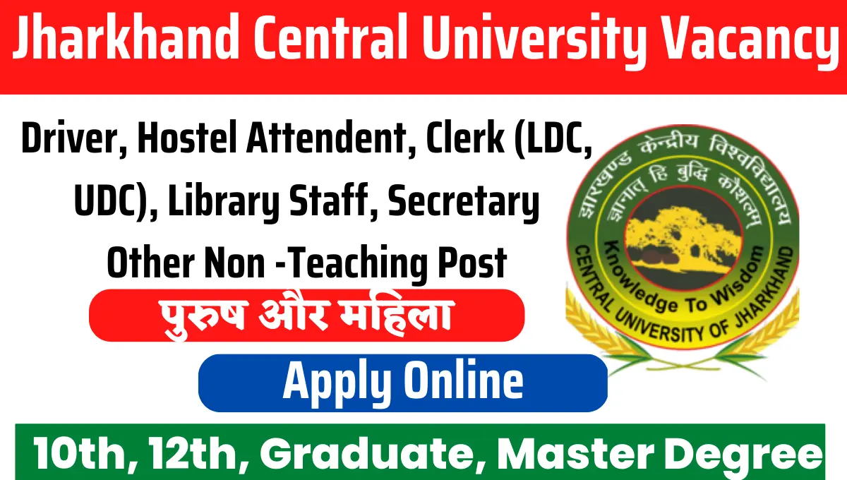 Jharkhand Central University Recruitment 2023 Apply Online Last Date Fee 