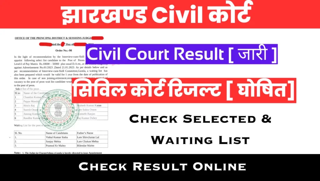 Jharkhand Civil Court Result